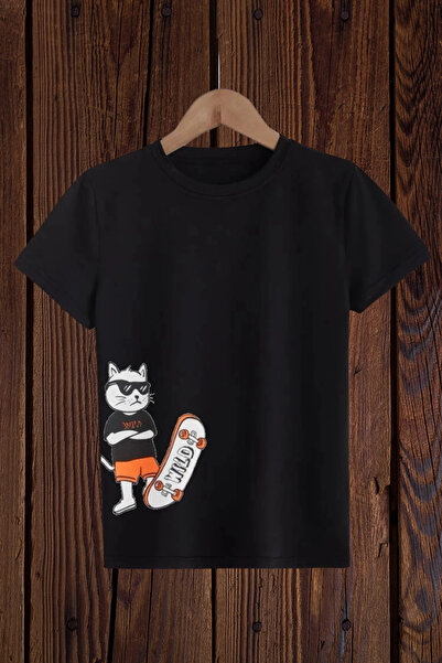 Wish BF pisică Skateboard cu imprimeu Fete Băieți tricou