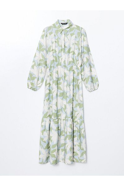 LC Waikiki Shirt Collar Patterned Women's Dress