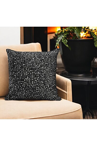 ASDİVA HUSĂ PENTRU PERNE ȚESUTĂ NEGRĂ CU MOTIV LABYRINTH 43X43 CM