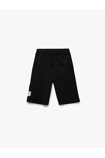 Koton Cotton Applique Pocket Detailed Waist Tie Shorts