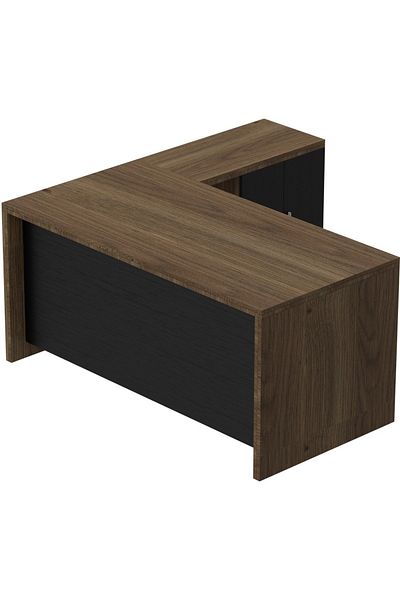 Mahmayi Noce 1825 L-Shaped Executive Wooden Desk with Melamine Finish-Zabrano with Black