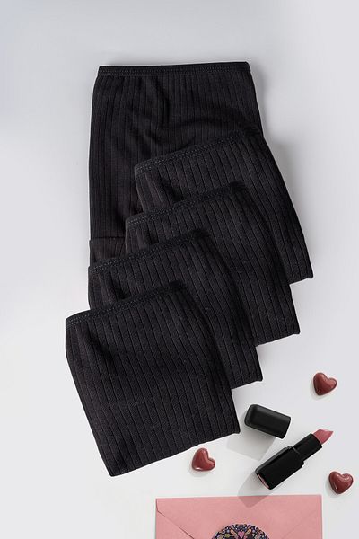 Lolitam Women's 5-Piece Corded Cotton Panties