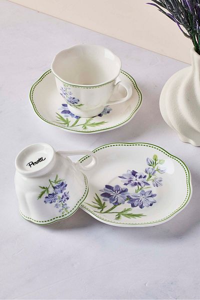 Perotti De Flore 4-Piece Porcelain Coffee Set for 2