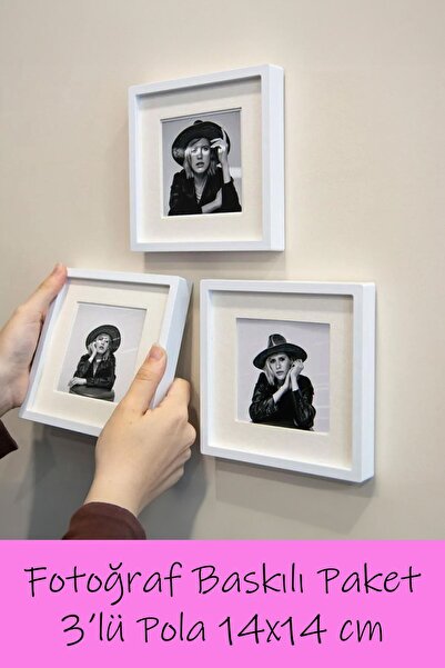 Soykan Sök-Tak Paspartulu 14x14cm Pola Kare Fotoğraf Çerçevesi-3'lü paket(FOT...