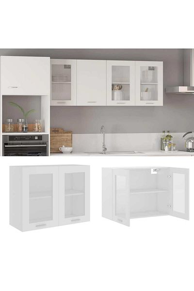 vidaxl Hanging Glass Cabinet White 80x31x60 cm Engineered Wood