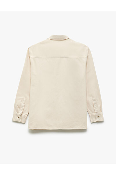 Koton Бавовна на ґудзиках Регулярний крій Випраний класичний комір Кишеня Детальний довгий рукав Гомлек