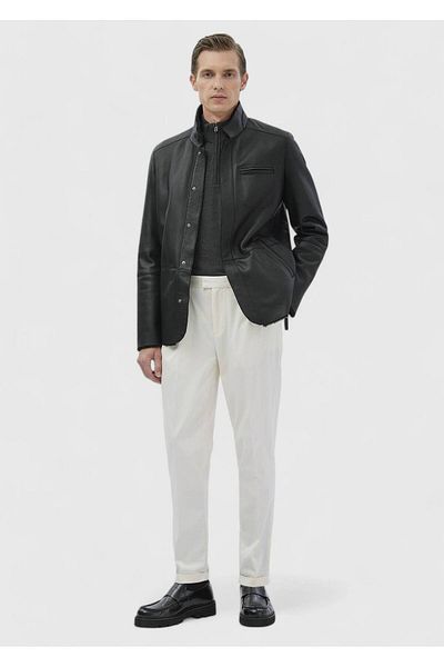 Ramsey Black Fur Leather Coat