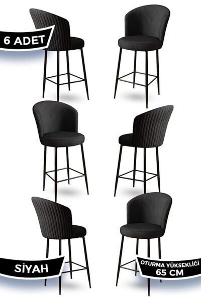 Canisa Alte Serisi 6 Siyah Sandalye 65 Cm Ada Mutfak Bar Sandalyesi Babyface ...