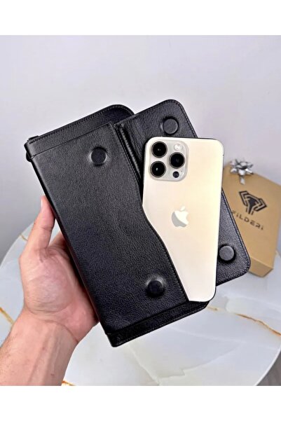 Fil Deri Premium Genuine Leather Black Luxury Bag with Handles and Multiple Compartments (2082)