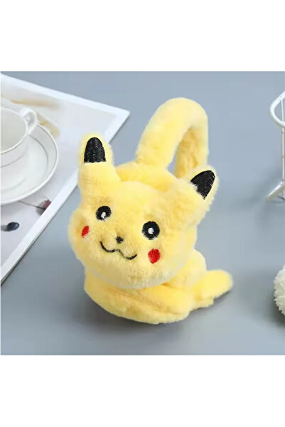 Onkar Accessories Pokemon Pikachu Desenli Sarı Peluş Kulaklık Sevimli Yumuşak Kulaklık