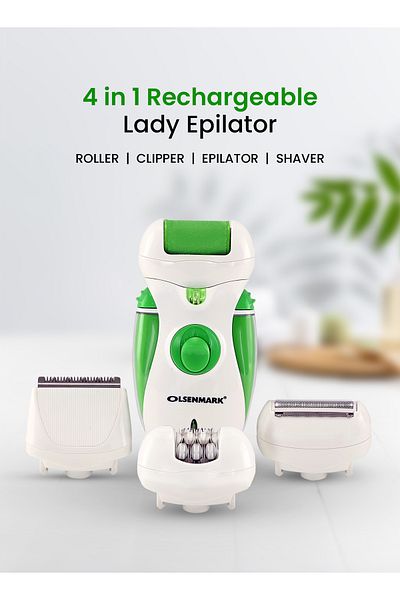 Olsenmark 4-in-1 Rechargeable Lady Epilator, 2 years warranty OMLS3097