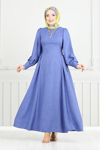 ModaMerve Rochie detaliată Indigo 15962BSK984-M Dantela
