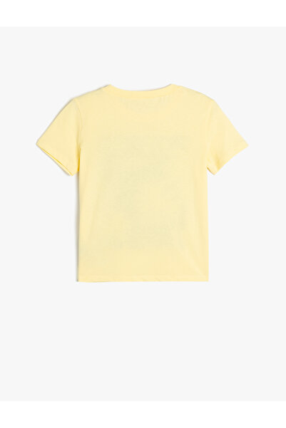 Koton Palmiye Baskılı Kısa Kollu Tişört Bisiklet Yaka Pamuklu