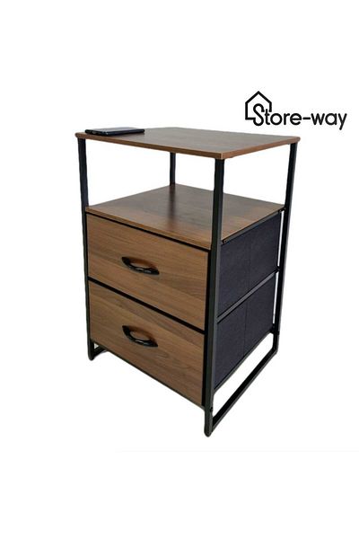 Storeway 2 Drawer Wooden Side Table