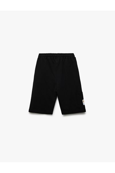 Koton Cotton Applique Pocket Detailed Waist Tie Shorts