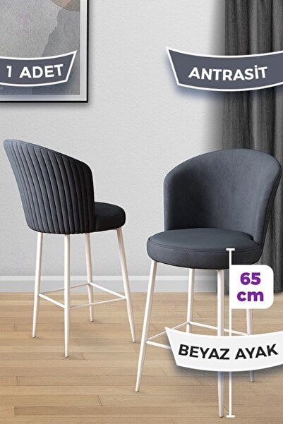 Canisa Alte Serisi 1 Adet 65 Cm Antrasit Ada Mutfak Bar Sandalyesi Babyface K...