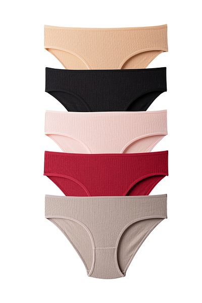 Lolitam Women's 5-Piece Corded Cotton Panties