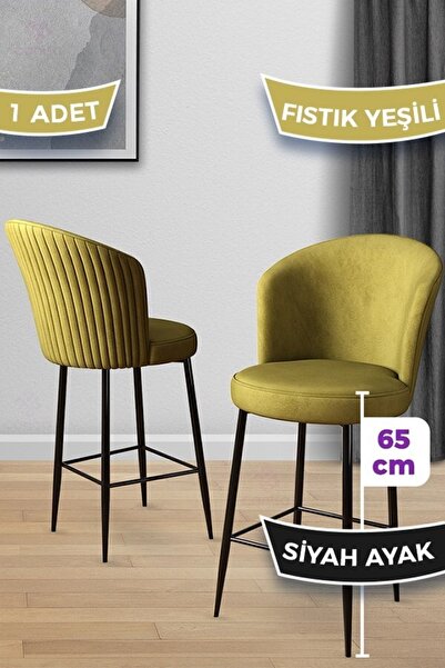 Canisa Alte Serisi 1 Adet 65 Cm Fıstık Yeşili Ada Mutfak Bar Sandalyesi Babyf...