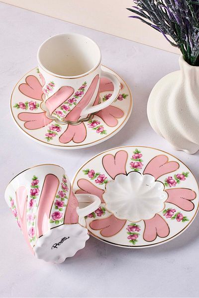 Perotti Kuzguncuk 4-Piece Porcelain Coffee Set for 2 People