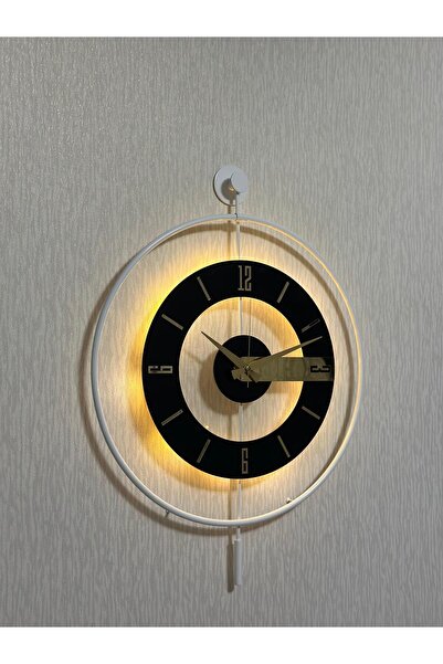 Pey Aksesuar Metal Camlı Duvar Saati 50 X 70 Cm Orta Boy Işıklı Gerçek Cam Be...