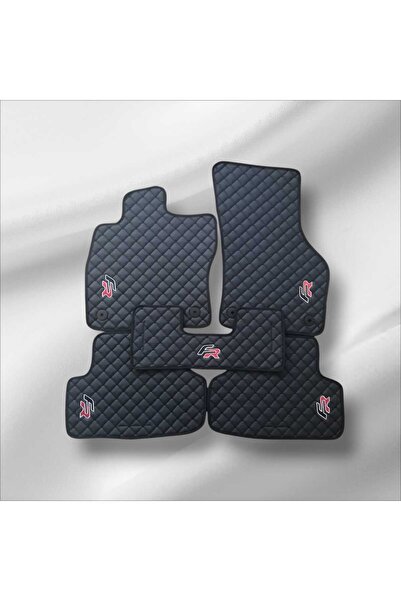 BalcıoğluSRV Seat Leon Fr Mk-3 Uyumlu (2013-2020)siyah Deri Kapitone 5 Li Oto Paspas Takımı