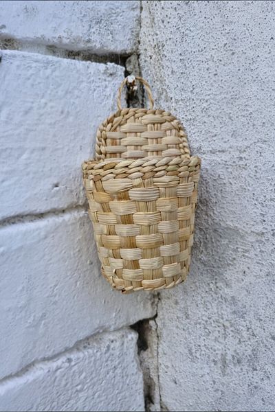 AFRALYAHOME Στολίδι πόρτας / Ψάθινο κρεμαστό καλάθι / Διακοσμητικό τοίχου