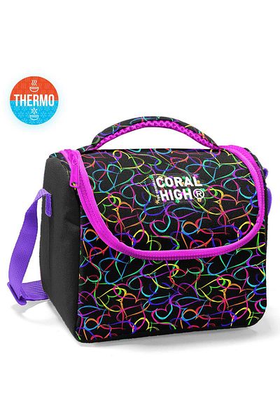 Coral High Детска термо кутия за обяд с многоцветен мотив на сърце 22770