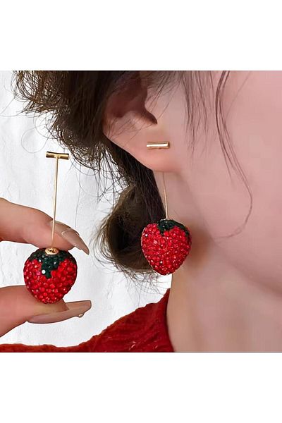 JEWELRY Special Design Stoned Strawberry Earrings