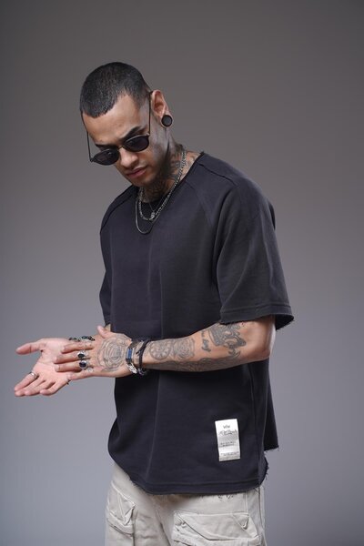 king brich Ανδρικό μπλουζάκι με στρογγυλή λαιμόκοψη Oversize Fit Raglan Sleeve