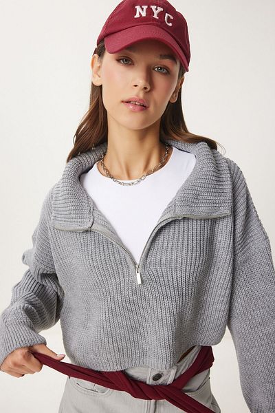 Cloudy Kids Pulover de damă oversize cu fermoar tricotaj