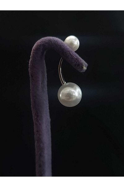sarıyer silver White Pearl Belly Piercing