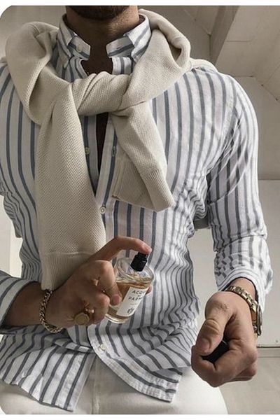 King Brothers Men's Black Striped Full Fit Long Sleeve Shirt Slim Fit