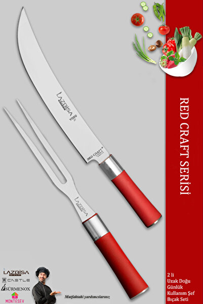 LAZBİSA Red Craft Serisi Mutfak Şef Bıçak Seti Et Tavuk Balık Bıçağı Günlük K...