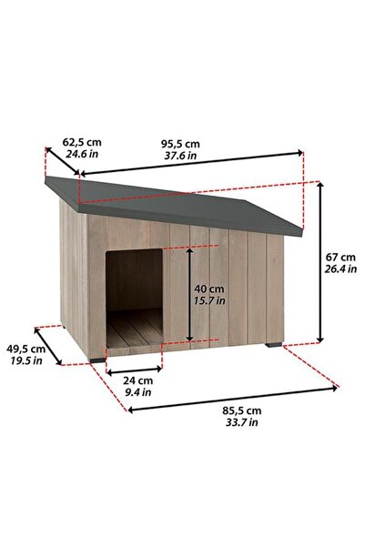 Ferplast Argo 80 Çam Ahşap Köpek Kulübesi Large 95.5x62.5x67 Cm
