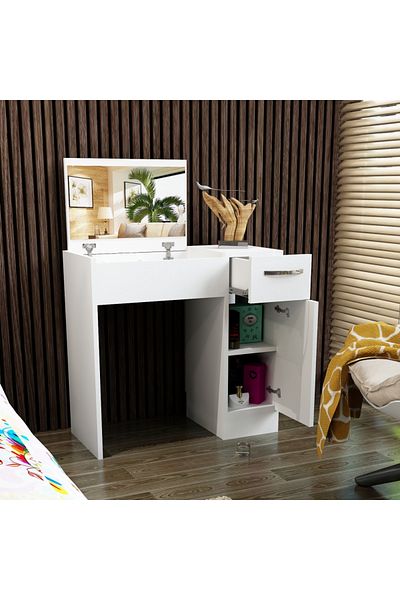 HOMS Jade dressing table with storage, 74.2 x 107.5 x 37.6 cm, white