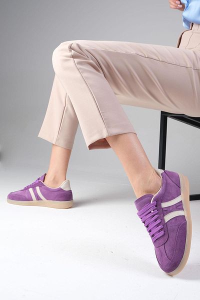 Mio Gusto Valda Genuine Suede Lilac Color Women's Sneakers