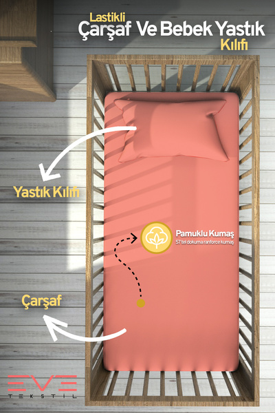 Eve Tekstil Bebek & Çocuk Antialerjik Pamuklu RanForce Lastikli Çarşaf ve Yas...