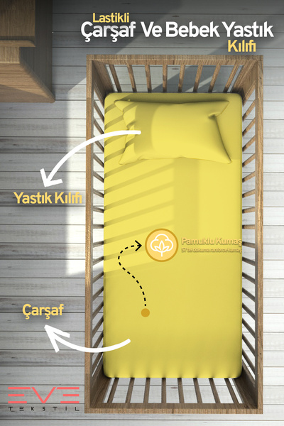 Eve Tekstil Bebek & Çocuk Antialerjik Pamuklu RanForce Lastikli Çarşaf ve Yas...