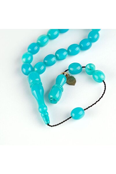 LapisDo Squeezing Amber Beyzi Cut Ankle Length 7X8.5Mm Rosary - Turquoise