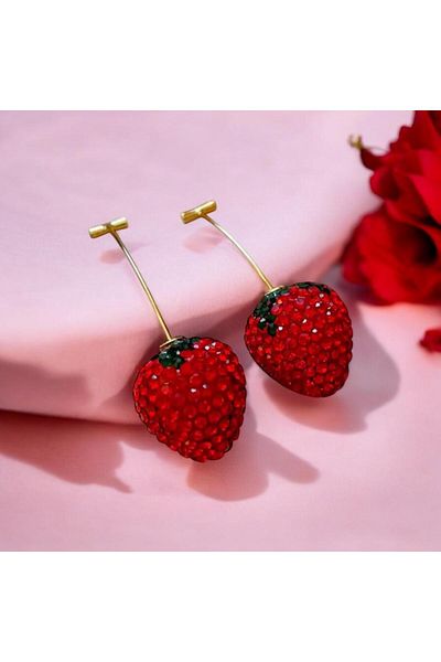 JEWELRY Special Design Stoned Strawberry Earrings