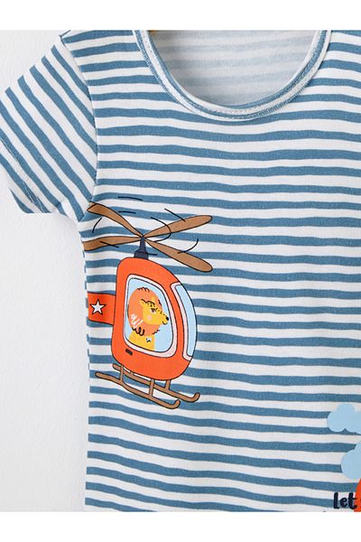Maya And Luca Future Pilot Patterned Blue Striped Bodysuit