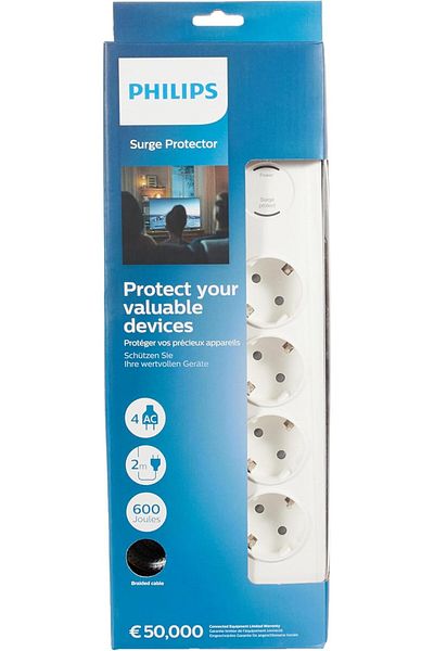 STOREMAX Svticaret Spn7040Wa Surge Protected Socket 4 Way 600J 2m 3680W 16A Mhm 1053513