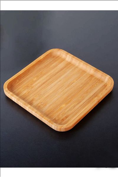Bonjour Gift & Hobby Set of 6 Large Square Presentation Plates - Natural Bamboo
