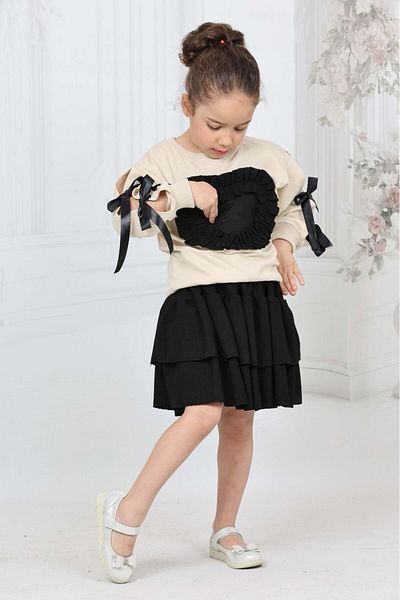 Tintini Kids Σετ κοριτσίστικη φούστα με μοτίβο καρδιάς και βολάν με μοτίβο