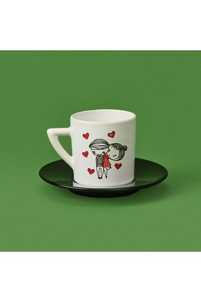 LİMBO Limbo Lmb-I01 Love Themed 2-Piece Cup Set - Colorful - 90 ml