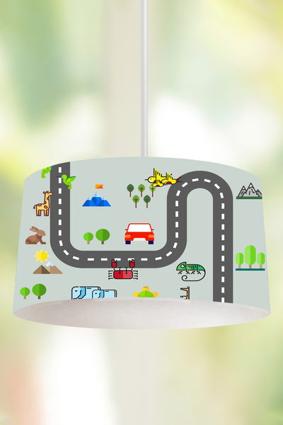 BelezaHome Gri Yol Araba Dekoratif Sarkıt Çocuk Odası Avize