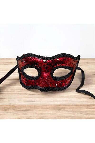 Niyet Pullu Kırmızı Venedik Göz Maskesi - Kostüm Partileri , Maskeli Balo Aks...