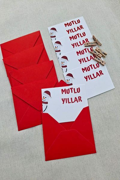 Emtory Home 15Pcs Red Happy Birthday Card - with Envelope Snowman, New Year's Gift - 9X7 Gift Packaging