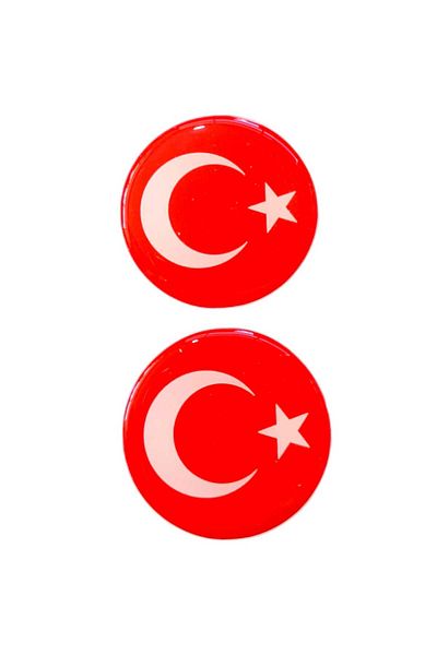 Oto Aksesuarcım 4.5cm 2' Turkish Flag Round Drop Label Sticker