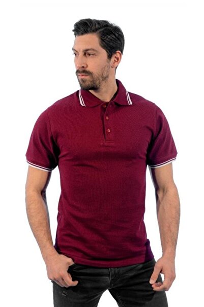 Şensel Polo Neck T-Shirt, Burgundy-White -136E3615- Tshirt, T-Shirt